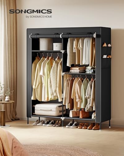 SONGMICS Portable Closet, Fabric Wardrobe, Clothes Rack with Shelves