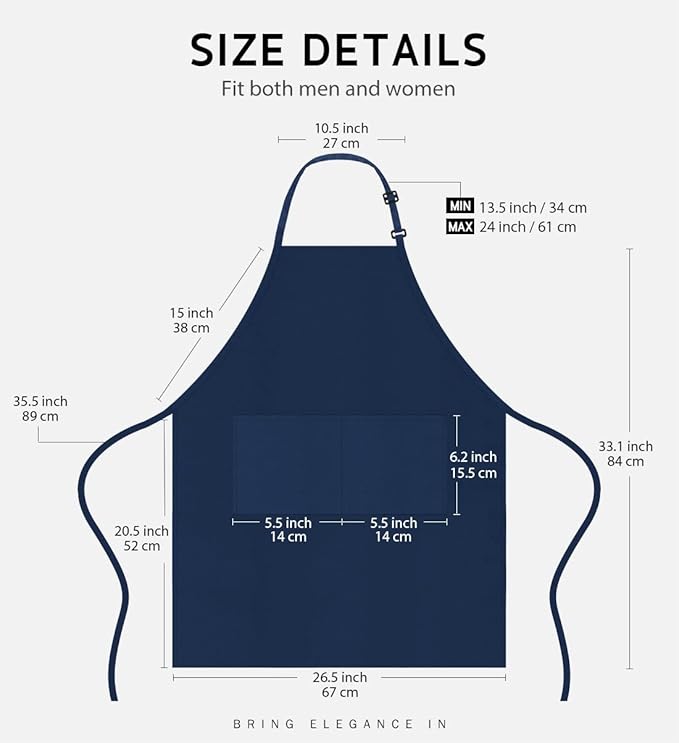 Syntus 12 Pack Bib Apron, Unisex Aprons Adjustable Waterdrop Resistant - Image 2