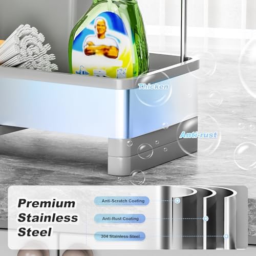Ewaiira Sponge Holder for Kitchen Sink, Stainless Steel Sink Caddy