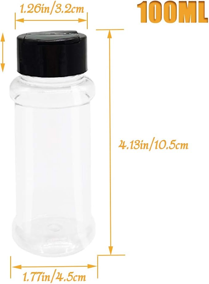 OJYUDD 16 Pack 3.4oz/100ml Plastic Spice Bottles Set, Empty Seasoning Containers - Image 3