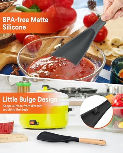 Badiano Silicone Cooking Spoon for Nonstick Cookwares, Multi-function,11.4"