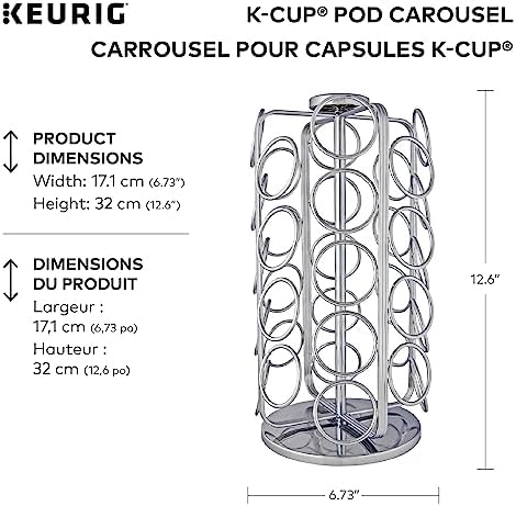 Keurig Storage Carousel, Coffee Pod Storage, Holds up to 36 Keurig K-Cup Pods, Silver