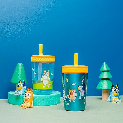 Zak Designs Bluey Kelso Leak-Proof Toddler Straw Cups, 3pc Set