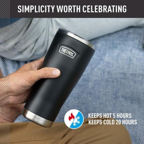 THERMOS ICON SERIES, Stainless Steel Tumbler with Slide Lock, 18 Ounce, Crimson