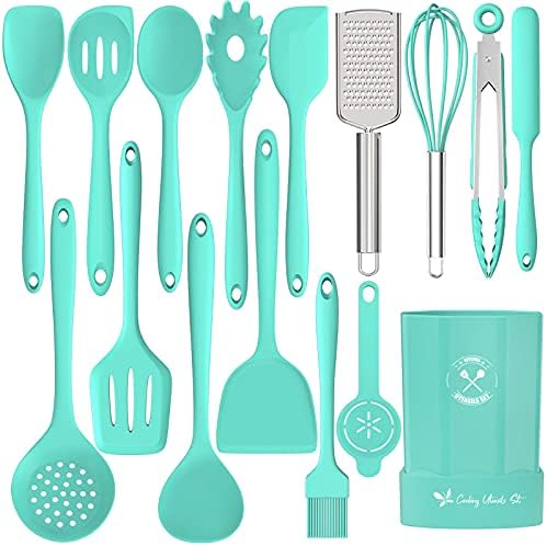 Silicone Kitchen Utensils Set, 16-Piece Silicone Cooking Utensils by Deedro