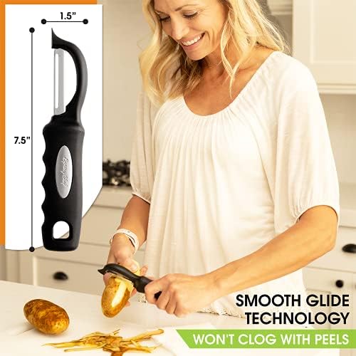 Spring Chef Original Swivel Vegetable Peeler with Soft Grip Handle, Black