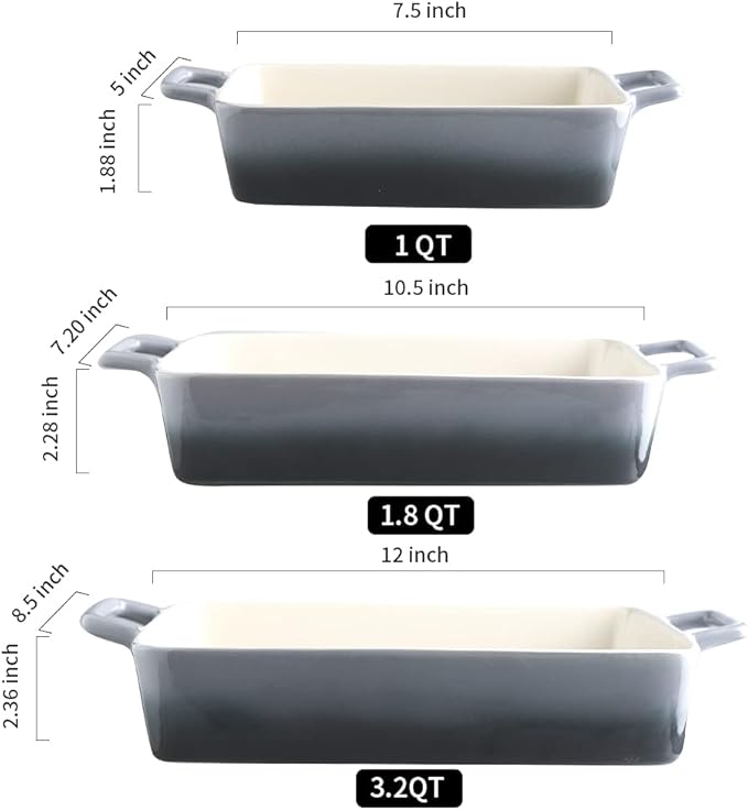 KOOV Bakeware Set, Ceramic Baking Dish, Rectangular Baking Pans - Image 3