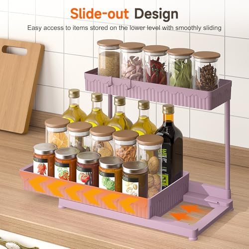 Sevenblue 3-Pack 2-Tier L-Shaped Under Sink Organizers with Sliding Drawers