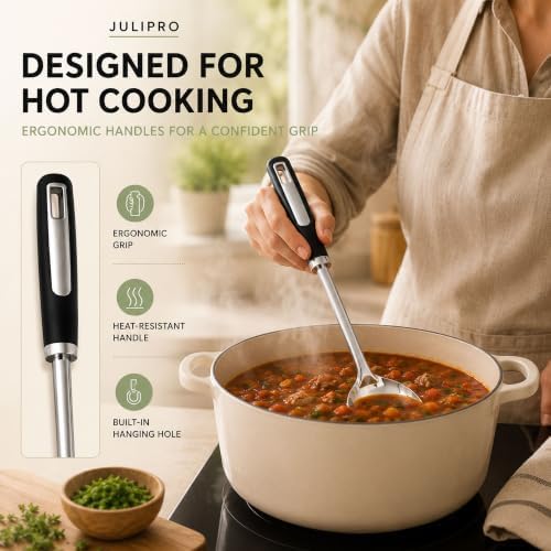 Stainless Steel Cooking Spoon Set,3-Piece Serving,Slotted & Ladle