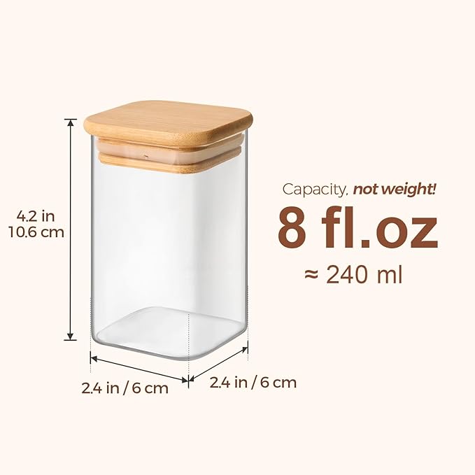 ComSaf 12Pcs Spice Jars with Labels, Glass Jar with Bamboo Lid, 8oz Airtight - Image 3