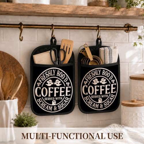 Halloween Ghost Pot Holders for Kitchen Coffee Bar 2 Pack Set
