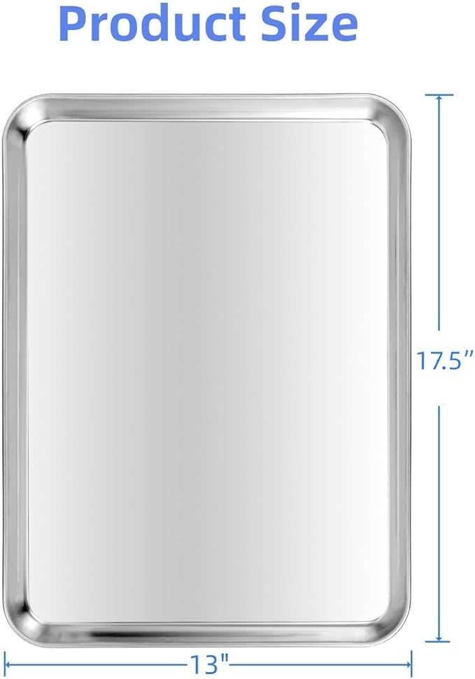 Stainless Steel Baking Sheet Set of 2, Cookie Sheet Baking Sheet Pan - Image 3