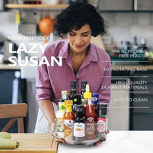 Lazy Susan Organizer, 2pcs 360 Degree Rotating Turntable Organizer