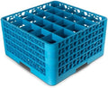 Carlisle FoodService Products RG25-414 OptiClean 25 Compartment Glass Rack with 4 Extenders, 3-1/2" Compartments, Blue (Pack of 2)