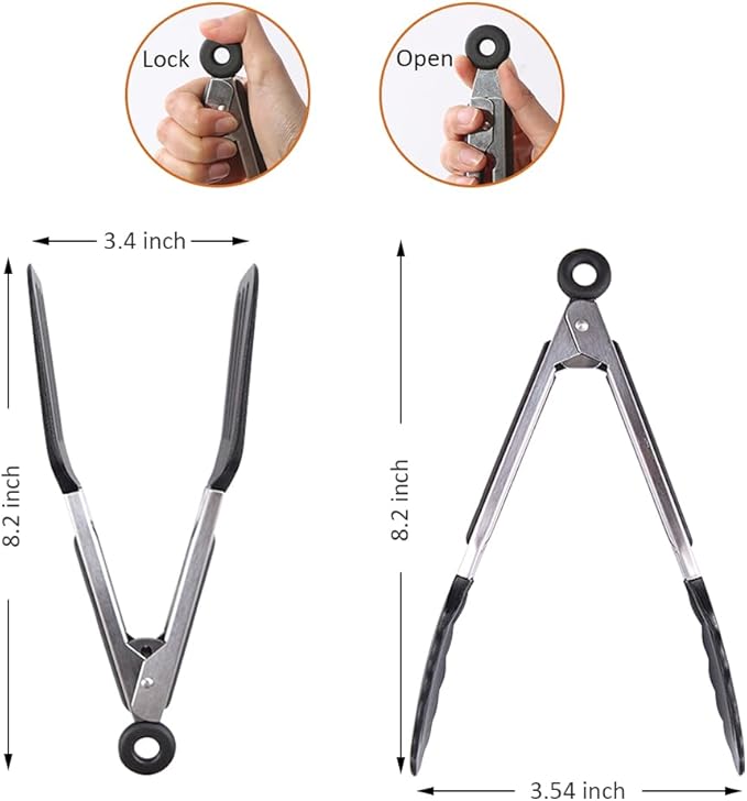 Mini Silicone Tongs Set of 2, Small Serving Tongs - Image 2