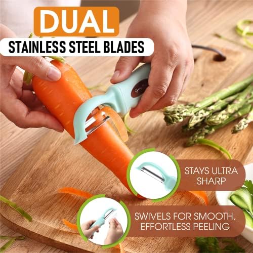 Spring Chef Swivel Vegetable Peeler w/Soft Grip Handle, Set of 2, Mint