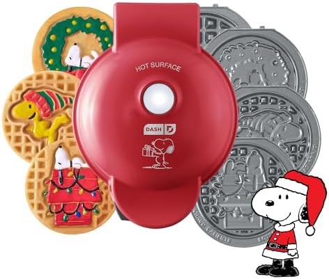 Peanuts x Dash Snoopy Holiday MultiMaker Mini Waffle Maker, Ceramic, Red