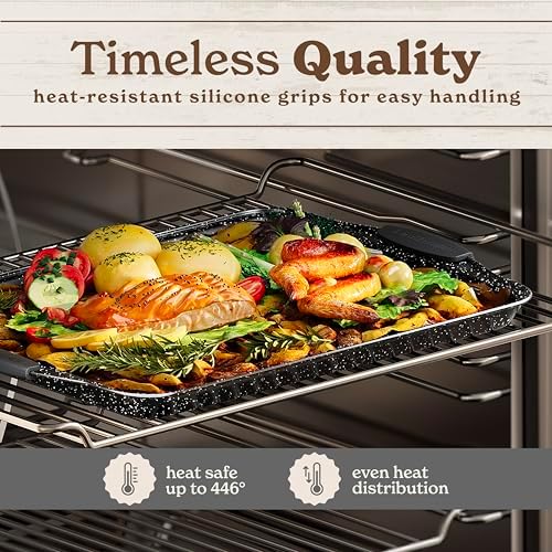 Country Kitchen Nonstick Stackable Bakeware Set - Heavy Duty, Durable, Easy Release Baking Set, Black, 4 Pcs