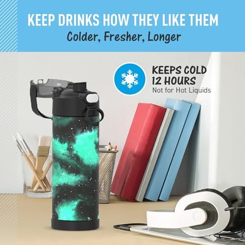 THERMOS FUNTAINER Water Bottle with Spout, 16oz, Galaxy Green