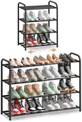SONGMICS Expandable Shoe Rack, 4-Tier Shoe Organizer, Holds 8-16 Pairs