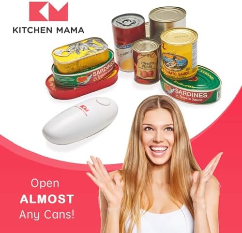 Kitchen Mama Auto Electric Can Opener, Battery Operated, White