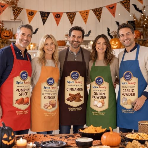 8 Pcs Funny Spice Group Halloween Costume Aprons for Adults