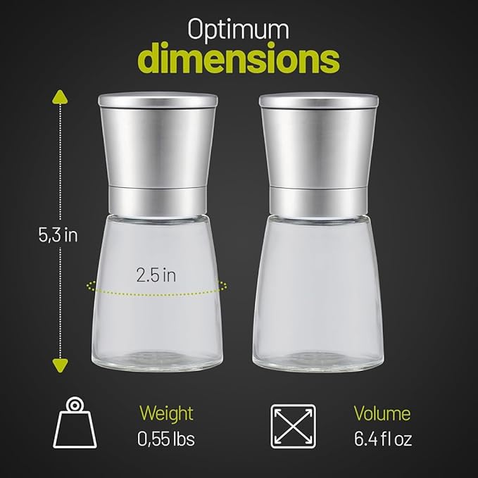 ZOLMER® Premium Stainless Steel Salt and Pepper Grinder Set | Adjustable - Image 6