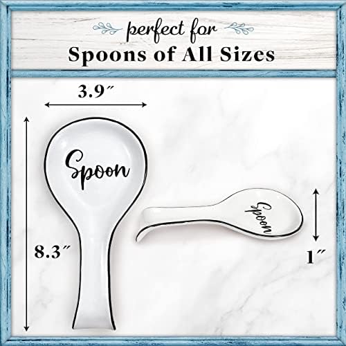 Home Acre Designs Spoon Rest For Kitchen Counter & Stove Top - White Ceramic Spoon Holder for Cooking & Counter Protection - Essential Kitchen Gadgets - White Farmhouse