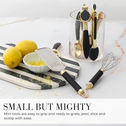 Styled Settings Black and Gold Kitchen Utensils, 8-Piece, Black & Gold