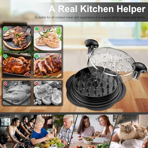 Chicken Shredder Tool Twist Large Meat Shredder with Brush&Fork, Black