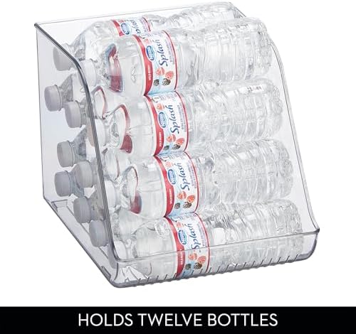 iDesign Plastic Water Bottle Organizer for Fridge, Clear, 4-Pack