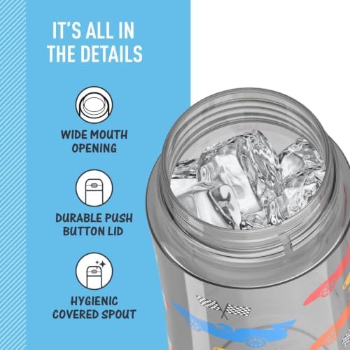 THERMOS FUNTAINER 16oz Plastic Bottle with Spout Lid, Off To The Races