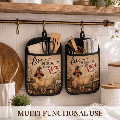 Farmhouse Halloween Chicken Pot Holders for Kitchen 2 Pack Set