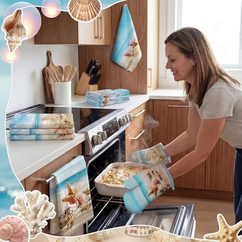 SiliFine 12 Pcs Beach Seashell Kitchen Accessories Set Coastal Style