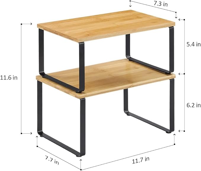 NEX Cabinet Organizer Shelf Set of 4, Stackable Kitchen Counter Shelves - Image 3