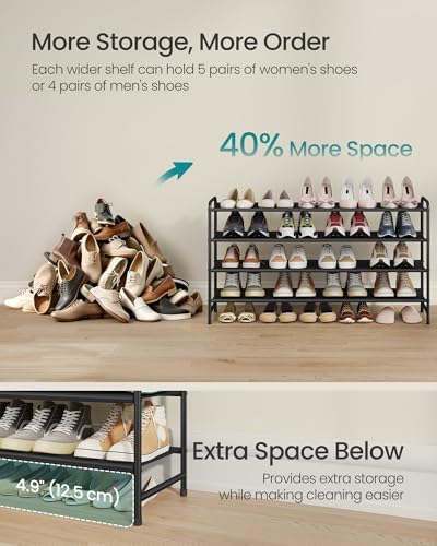 SONGMICS Long Shoe Rack, 4-Tier Shoe Organizer, Holds up to 25 Pairs