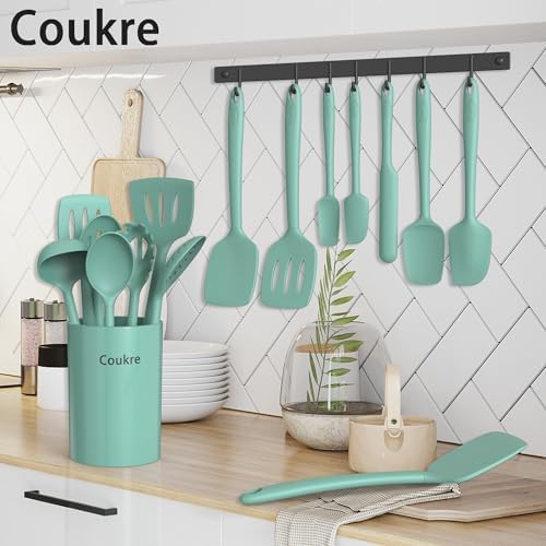 Coukre Silicone Kitchen Cooking Utensils Set, Heat Resistant, 14-Piece