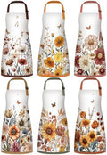 Bencailor 6 Pcs Fall Vintage Floral Aprons Gifts for Women with Pockets