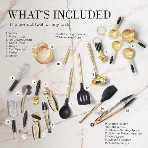 Styled Settings Black and Gold Kitchen Utensils Set, 23-Piece