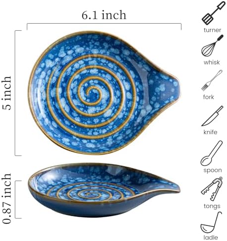 LAUCHUH Spoon Holder for Stove Top, Ceramic Spoon Rest for Kitchen Counter