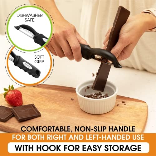 Spring Chef Original Swivel Vegetable Peeler with Soft Grip Handle, Black