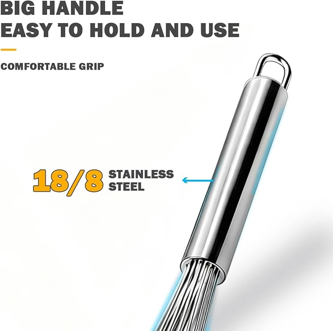 18/10 Stainless Steel Large Whisk Set of 2, 15.5 inch Heavy Duty Long Whisk and - Image 6