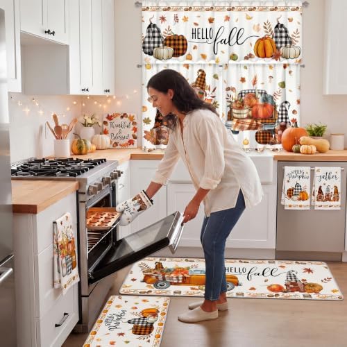 13 Pcs Pumpkin Fall Kitchen Set Towels Mats Pot Holders Mitts