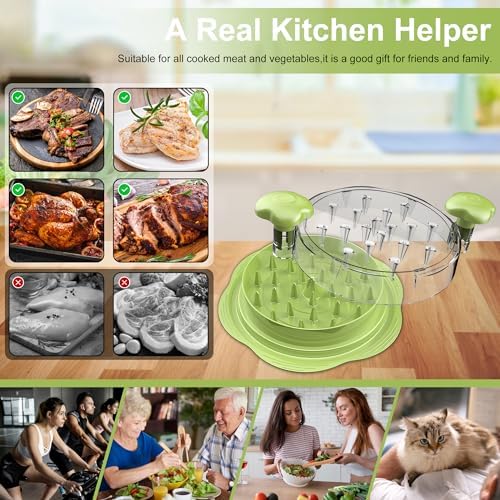 Chicken Shredder Tool Twist Large Meat Shredder with Brush&Fork, Matcha