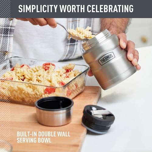 THERMOS Stainless King Food Jar with Bowl, 24oz, Matte Green