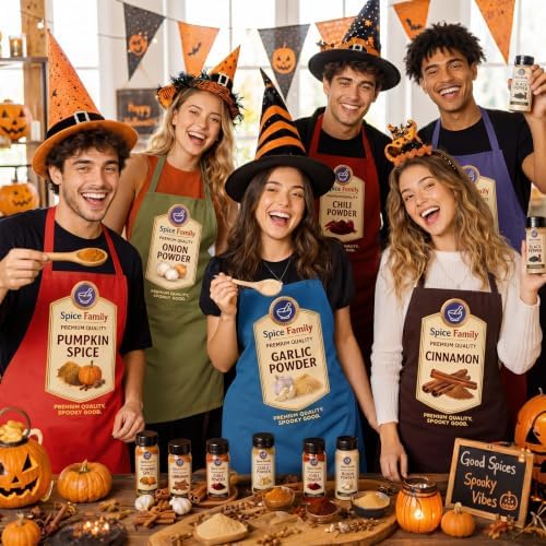 8 Pcs Funny Spice Group Halloween Costume Aprons for Adults