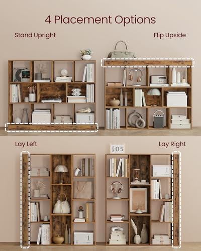 VASAGLE Bookshelf, 11 Cubes Storage Organizer, 49.6 x 9.5 x 39.4 Inches