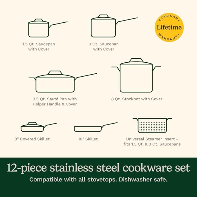 Cuisinart 12-Piece PureClad™ Triple-Ply Stainless Steel Cookware Set - Image 9