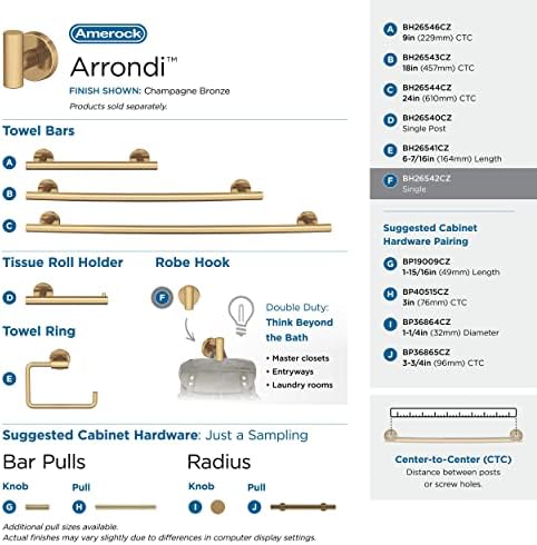 Amerock Arrondi Single Prong Champagne Bronze Wall-Mounted Hook