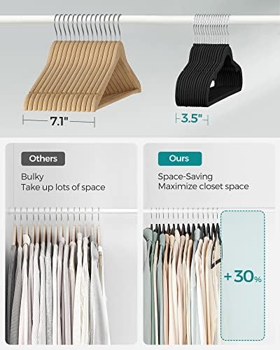 SONGMICS Velvet Hangers 20 Pack, Non-Slip Clothes Hangers, Space-Saving